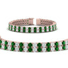 Load image into Gallery viewer, 2-row-round-tennis-diamond-bracelet-with-emerald-in-rose-gold-FDBRC9701GEMGRANGLE1-NL-RG