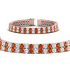 Load image into Gallery viewer, 2-row-round-tennis-diamond-bracelet-with-orange-sapphire-in-rose-gold-FDBRC9701GSAORANGLE1-NL-RG