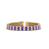Load image into Gallery viewer, 2-row-round-tennis-diamond-bracelet-with-purple-topaz-in-yellow-gold-FDBRC9701GVITO-NL-YG