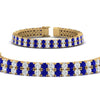 Load image into Gallery viewer, 2-row-round-tennis-diamond-bracelet-with-sapphire-in-yellow-gold-FDBRC9701GSABLANGLE1-NL-YG
