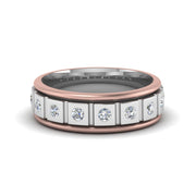 2 Tone Mens Diamond Wedding Band