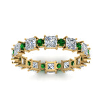 Load image into Gallery viewer, 2.50-carat-art-deco-diamond-eternity-wedding-band-with-emerald-in-yellow-gold-FDEWB123628PR(3.00MM)GEMGR-NL-YG.jpg