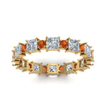 Load image into Gallery viewer, 2.50-carat-art-deco-diamond-eternity-wedding-band-with-orange-sapphire-in-yellow-gold-FDEWB123628PR(3.00MM)GSAOR-NL-YG.jpg