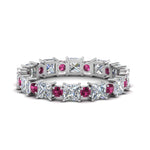 Load image into Gallery viewer, 2.50-carat-art-deco-diamond-eternity-wedding-band-with-pink-sapphire-in-white-gold-FDEWB123628PR(3.00MM)GSADRPI-NL-WG.jpg