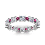Load image into Gallery viewer, 2.50-carat-art-deco-diamond-eternity-wedding-band-with-pink-sapphire-in-white-gold-FDEWB123628PR(3.00MM)GSADRPI-NL-WG.jpg