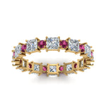 Load image into Gallery viewer, 2.50-carat-art-deco-diamond-eternity-wedding-band-with-pink-sapphire-in-yellow-gold-FDEWB123628PR(3.00MM)GSADRPI-NL-YG.jpg