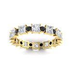 Load image into Gallery viewer, 2.50-carat-art-deco-princess-diamond-eternity-band-with-black-diamond-in-yellow-gold-fdewb10256prgblackangle5-3.00mm-nl-yg