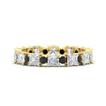 Load image into Gallery viewer, 2.50-carat-art-deco-princess-diamond-eternity-band-with-black-diamond-in-yellow-gold-fdewb10256prgblacksleep-3.00mm-nl-yg