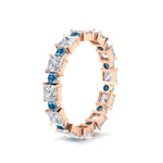 Load image into Gallery viewer, 2.50-carat-art-deco-princess-diamond-eternity-band-with-blue-topaz-in-rose-gold-fdewb10256prgicbltoangle2-3.00mm-nl-rg