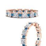 Load image into Gallery viewer, 2.50-carat-art-deco-princess-diamond-eternity-band-with-blue-topaz-in-rose-gold-fdewb10256prgicbltoangle3-3.00mm-nl-rg
