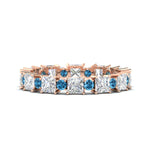 Load image into Gallery viewer, 2.50-carat-art-deco-princess-diamond-eternity-band-with-blue-topaz-in-rose-gold-fdewb10256prgicbltosleep-3.00mm-nl-rg