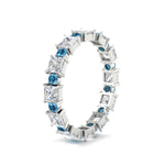 Load image into Gallery viewer, 2.50-carat-art-deco-princess-diamond-eternity-band-with-blue-topaz-in-white-gold-fdewb10256prgicbltoangle2-3.00mm-nl-wg