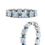 Load image into Gallery viewer, 2.50-carat-art-deco-princess-diamond-eternity-band-with-blue-topaz-in-white-gold-fdewb10256prgicbltoangle3-3.00mm-nl-wg