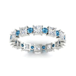 Load image into Gallery viewer, 2.50-carat-art-deco-princess-diamond-eternity-band-with-blue-topaz-in-white-gold-fdewb10256prgicbltoangle5-3.00mm-nl-wg