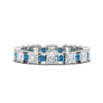 Load image into Gallery viewer, 2.50-carat-art-deco-princess-diamond-eternity-band-with-blue-topaz-in-white-gold-fdewb10256prgicbltosleep-3.00mm-nl-wg