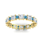 Load image into Gallery viewer, 2.50-carat-art-deco-princess-diamond-eternity-band-with-blue-topaz-in-yellow-gold-fdewb10256prgicbltoangle5-3.00mm-nl-yg