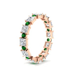 Load image into Gallery viewer, 2.50-carat-art-deco-princess-diamond-eternity-band-with-emerald-in-rose-gold-fdewb10256prgemgrangle2-3.00mm-nl-rg