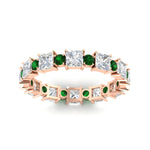 Load image into Gallery viewer, 2.50-carat-art-deco-princess-diamond-eternity-band-with-emerald-in-rose-gold-fdewb10256prgemgrangle5-3.00mm-nl-rg