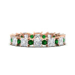 Load image into Gallery viewer, 2.50-carat-art-deco-princess-diamond-eternity-band-with-emerald-in-rose-gold-fdewb10256prgemgrsleep-3.00mm-nl-rg