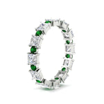 Load image into Gallery viewer, 2.50-carat-art-deco-princess-diamond-eternity-band-with-emerald-in-white-gold-fdewb10256prgemgrangle2-3.00mm-nl-wg