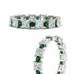 Load image into Gallery viewer, 2.50-carat-art-deco-princess-diamond-eternity-band-with-emerald-in-white-gold-fdewb10256prgemgrangle3-3.00mm-nl-wg