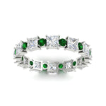 Load image into Gallery viewer, 2.50-carat-art-deco-princess-diamond-eternity-band-with-emerald-in-white-gold-fdewb10256prgemgrangle5-3.00mm-nl-wg