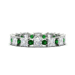 Load image into Gallery viewer, 2.50-carat-art-deco-princess-diamond-eternity-band-with-emerald-in-white-gold-fdewb10256prgemgrsleep-3.00mm-nl-wg