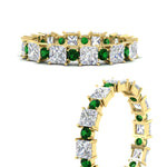 Load image into Gallery viewer, 2.50-carat-art-deco-princess-diamond-eternity-band-with-emerald-in-yellow-gold-fdewb10256prgemgrangle3-3.00mm-nl-yg