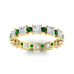 Load image into Gallery viewer, 2.50-carat-art-deco-princess-diamond-eternity-band-with-emerald-in-yellow-gold-fdewb10256prgemgrangle5-3.00mm-nl-yg