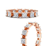 Load image into Gallery viewer, 2.50-carat-art-deco-princess-diamond-eternity-band-with-orange-saphhire-in-rose-gold-fdewb10256prgsaorangle3-3.00mm-nl-rg