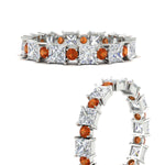 Load image into Gallery viewer, 2.50-carat-art-deco-princess-diamond-eternity-band-with-orange-saphhire-in-white-gold-fdewb10256prgsaorangle3-3.00mm-nl-wg