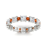 Load image into Gallery viewer, 2.50-carat-art-deco-princess-diamond-eternity-band-with-orange-saphhire-in-white-gold-fdewb10256prgsaorangle5-3.00mm-nl-wg