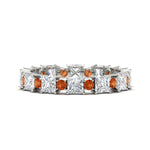 Load image into Gallery viewer, 2.50-carat-art-deco-princess-diamond-eternity-band-with-orange-saphhire-in-white-gold-fdewb10256prgsaorsleep-3.00mm-nl-wg