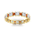 Load image into Gallery viewer, 2.50-carat-art-deco-princess-diamond-eternity-band-with-orange-saphhire-in-yellow-gold-fdewb10256prgsaorangle5-3.00mm-nl-yg