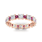 Load image into Gallery viewer, 2.50-carat-art-deco-princess-diamond-eternity-band-with-pink-sapphire-in-rose-gold-fdewb10256prgsadrpiangle5-3.00mm-nl-rg