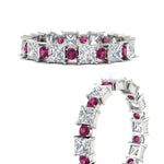 Load image into Gallery viewer, 2.50-carat-art-deco-princess-diamond-eternity-band-with-pink-sapphire-in-white-gold-fdewb10256prgsadrpiangle3-3.00mm-nl-wg