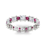 Load image into Gallery viewer, 2.50-carat-art-deco-princess-diamond-eternity-band-with-pink-sapphire-in-white-gold-fdewb10256prgsadrpiangle5-3.00mm-nl-wg