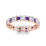 Load image into Gallery viewer, 2.50-carat-art-deco-princess-diamond-eternity-band-with-purple-amethyst-in-rose-gold-fdewb10256prgvitoangle5-3.00mm-nl-rg