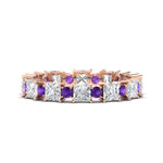 Load image into Gallery viewer, 2.50-carat-art-deco-princess-diamond-eternity-band-with-purple-amethyst-in-rose-gold-fdewb10256prgvitosleep-3.00mm-nl-rg