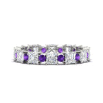 Load image into Gallery viewer, 2.50-carat-art-deco-princess-diamond-eternity-band-with-purple-amethyst-in-white-gold-fdewb10256prgvitosleep-3.00mm-nl-wg