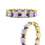 Load image into Gallery viewer, 2.50-carat-art-deco-princess-diamond-eternity-band-with-purple-amethyst-in-yellow-gold-fdewb10256prgvitoangle3-3.00mm-nl-yg