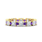 Load image into Gallery viewer, 2.50-carat-art-deco-princess-diamond-eternity-band-with-purple-amethyst-in-yellow-gold-fdewb10256prgvitosleep-3.00mm-nl-yg