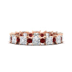 Load image into Gallery viewer, 2.50-carat-art-deco-princess-diamond-eternity-band-with-ruby-in-rose-gold-fdewb10256prgrudrsleep-3.00mm-nl-rg