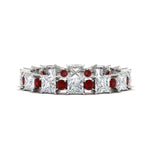 Load image into Gallery viewer, 2.50-carat-art-deco-princess-diamond-eternity-band-with-ruby-in-white-gold-fdewb10256prgrudrsleep-3.00mm-nl-wg