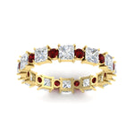Load image into Gallery viewer, 2.50-carat-art-deco-princess-diamond-eternity-band-with-ruby-in-yellow-gold-fdewb10256prgrudrangle5-3.00mm-nl-yg