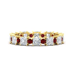 Load image into Gallery viewer, 2.50-carat-art-deco-princess-diamond-eternity-band-with-ruby-in-yellow-gold-fdewb10256prgrudrsleep-3.00mm-nl-yg