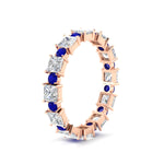 Load image into Gallery viewer, 2.50-carat-art-deco-princess-diamond-eternity-band-with-sapphire-in-rose-gold-fdewb10256prgsablangle2-3.00mm-nl-rg