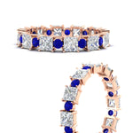 Load image into Gallery viewer, 2.50-carat-art-deco-princess-diamond-eternity-band-with-sapphire-in-rose-gold-fdewb10256prgsablangle3-3.00mm-nl-rg