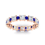 Load image into Gallery viewer, 2.50-carat-art-deco-princess-diamond-eternity-band-with-sapphire-in-rose-gold-fdewb10256prgsablangle5-3.00mm-nl-rg
