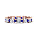 Load image into Gallery viewer, 2.50-carat-art-deco-princess-diamond-eternity-band-with-sapphire-in-rose-gold-fdewb10256prgsablsleep-3.00mm-nl-rg